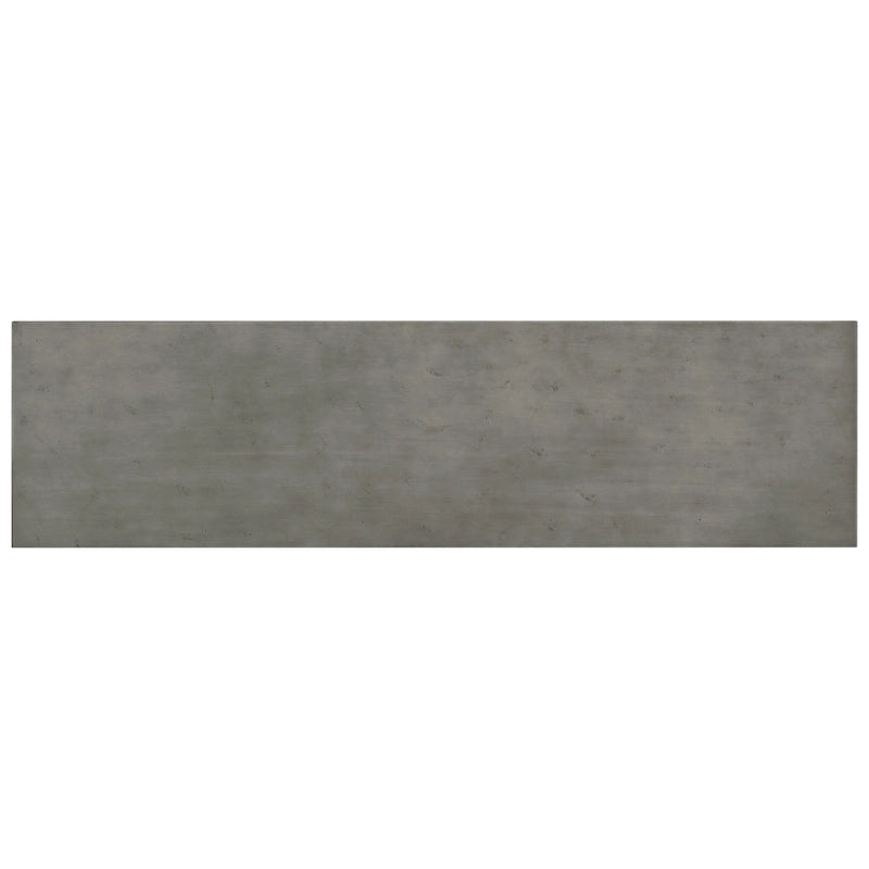 Konsolentisch mit industriell anmutender Beton-Holz-Platte