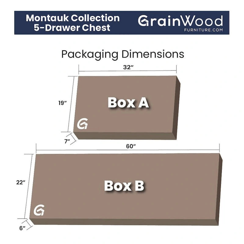 Grain Wood Furniture Montauk Kommode aus Massivholz mit 5 Schubladen