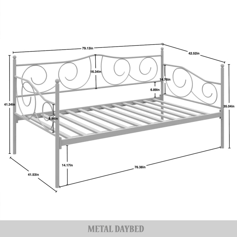 CraftPorch Modernes Tagesbett aus Metall in Twin-Größe