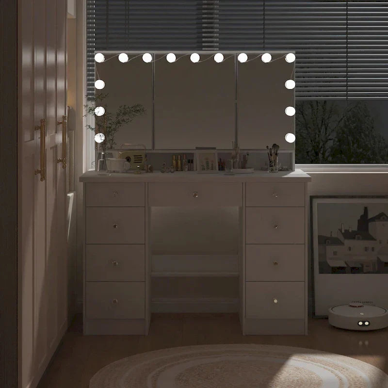Luxuriöser LED-Schminktisch mit 9 Schubladen Elegante Schminkstation