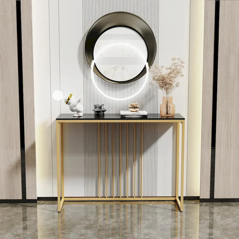 47 Lange schmale Konsolentische aus Sinterstein für den Eingangsbereich/Sofatisch - L 120 x B 30 x H 79 cm