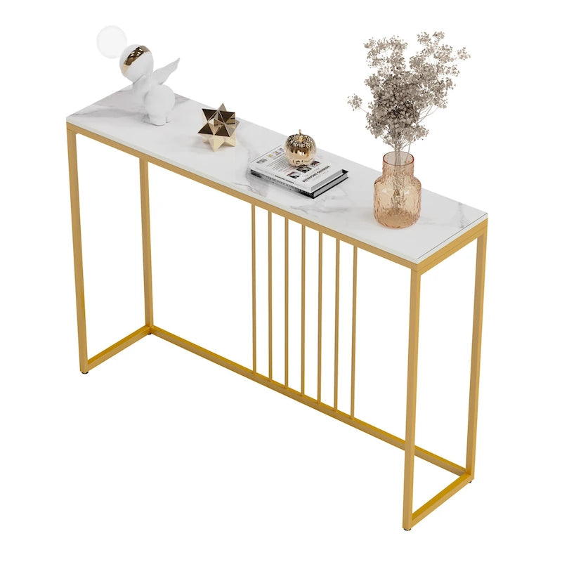 47 Lange schmale Konsolentische aus Sinterstein für den Eingangsbereich/Sofatisch - L 120 x B 30 x H 79 cm