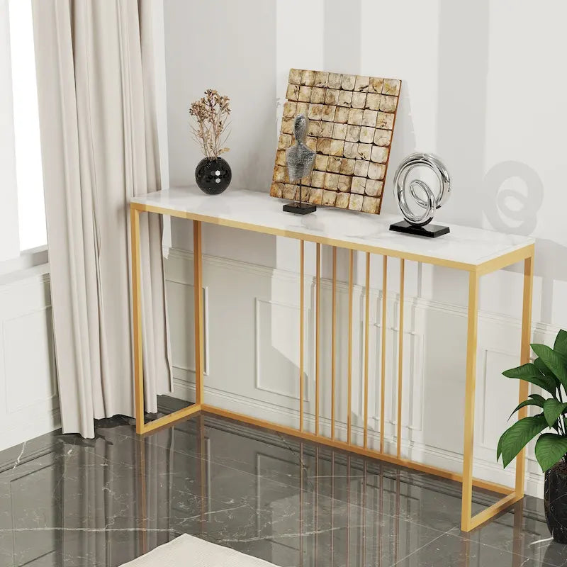 47 Lange schmale Konsolentische aus Sinterstein für den Eingangsbereich/Sofatisch - L 120 x B 30 x H 79 cm