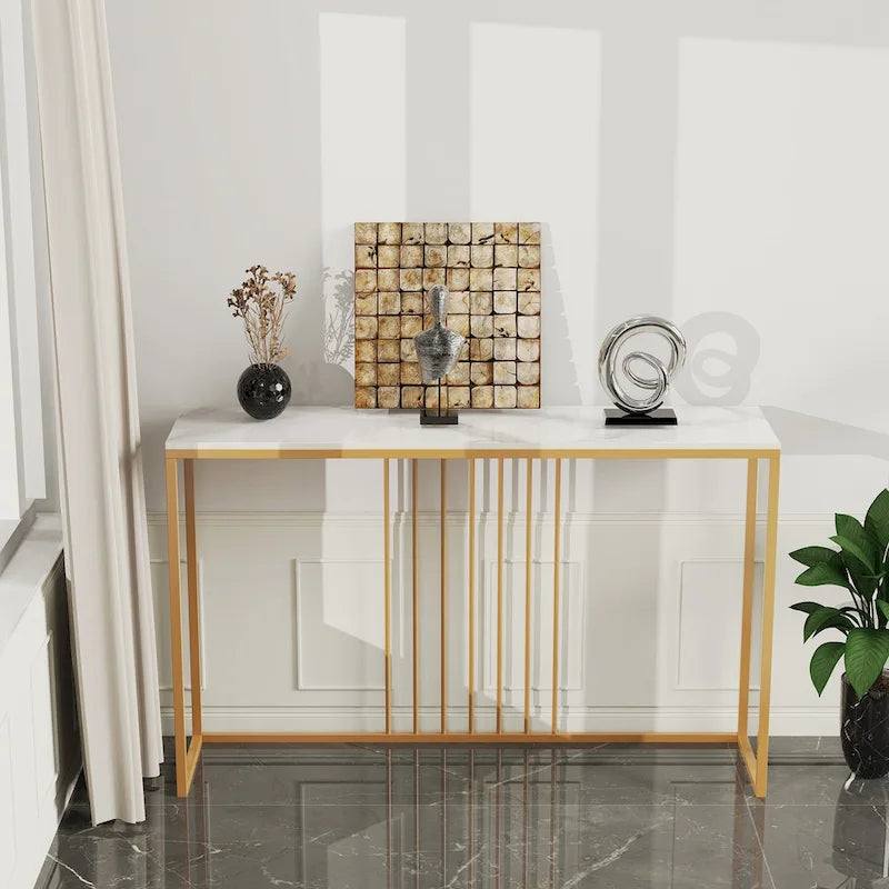47 Lange schmale Konsolentische aus Sinterstein für den Eingangsbereich/Sofatisch - L 120 x B 30 x H 79 cm