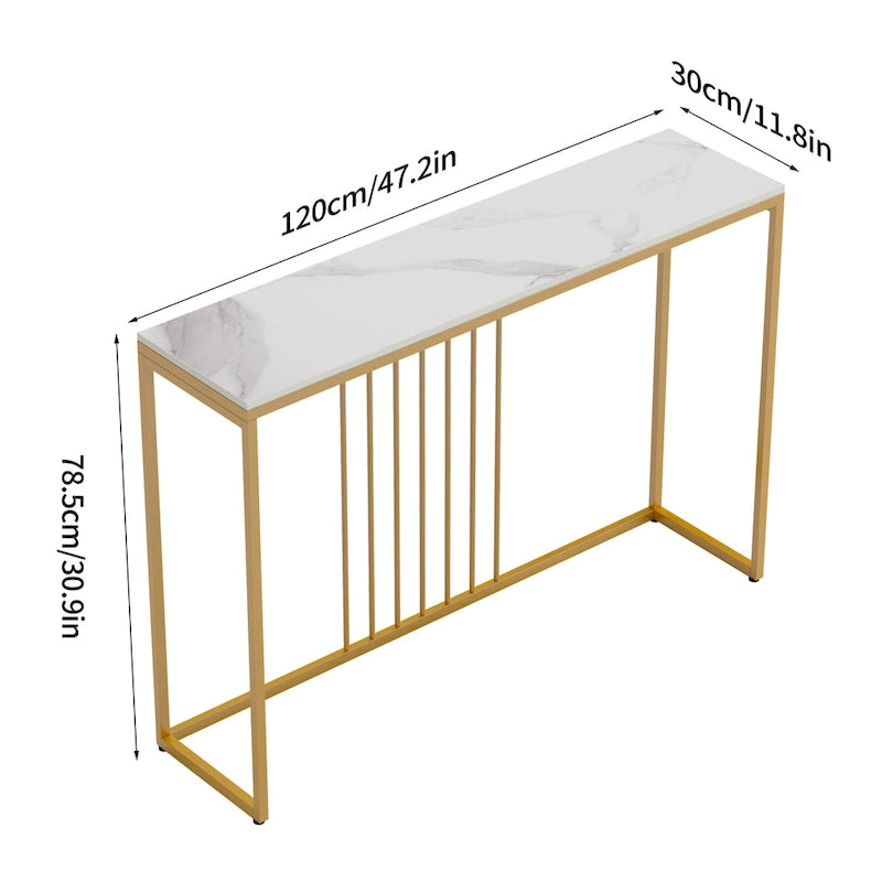 47 Lange schmale Konsolentische aus Sinterstein für den Eingangsbereich/Sofatisch - L 120 x B 30 x H 79 cm