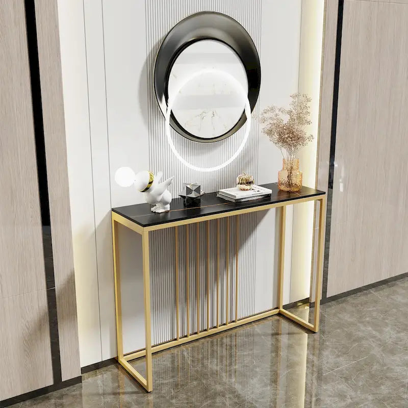 47 Lange schmale Konsolentische aus Sinterstein für den Eingangsbereich/Sofatisch - L 120 x B 30 x H 79 cm