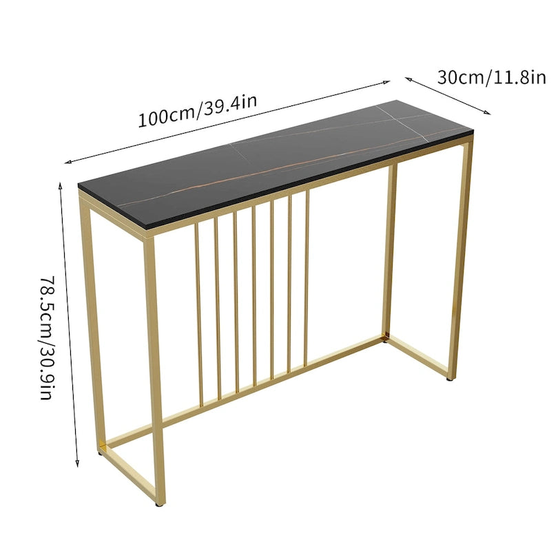 47 Lange schmale Konsolentische aus Sinterstein für den Eingangsbereich/Sofatisch - L 120 x B 30 x H 79 cm