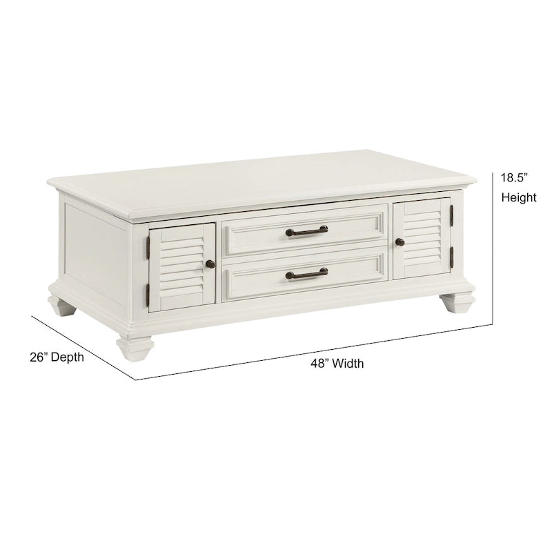 Steve Silver Castana Modern Farmhouse Soft White Couchtisch mit Hubplatte
