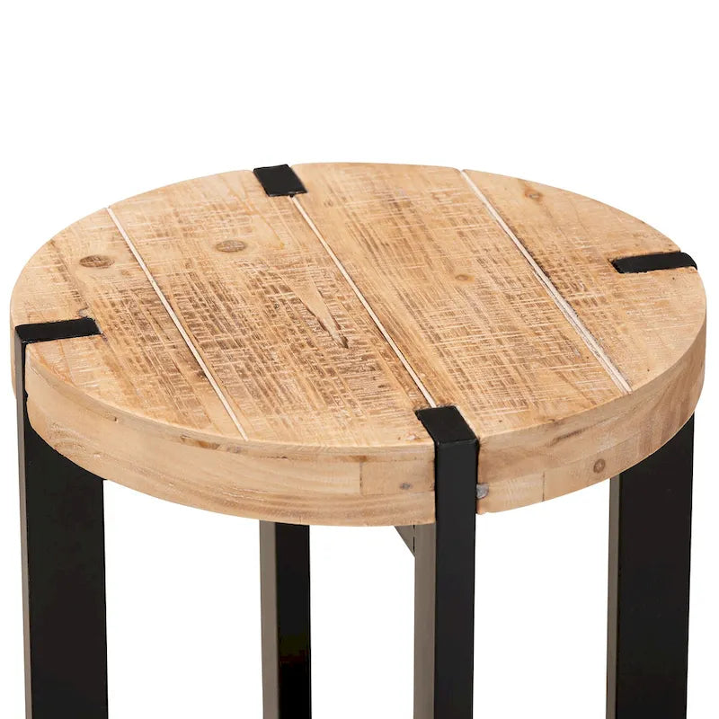 Horace Beistelltisch aus naturfarbenem Holz und schwarz lackiertem Metall