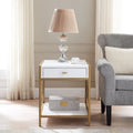 Leick Home Claudette Mixed Metal and Wood Drawer End Table