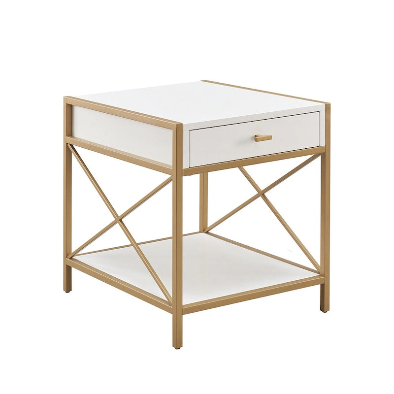 Beistelltisch mit Schublade aus Metall und Holz „Claudette“ von Leick Home