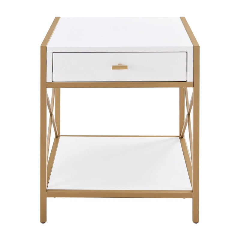 Beistelltisch mit Schublade aus Metall und Holz „Claudette“ von Leick Home