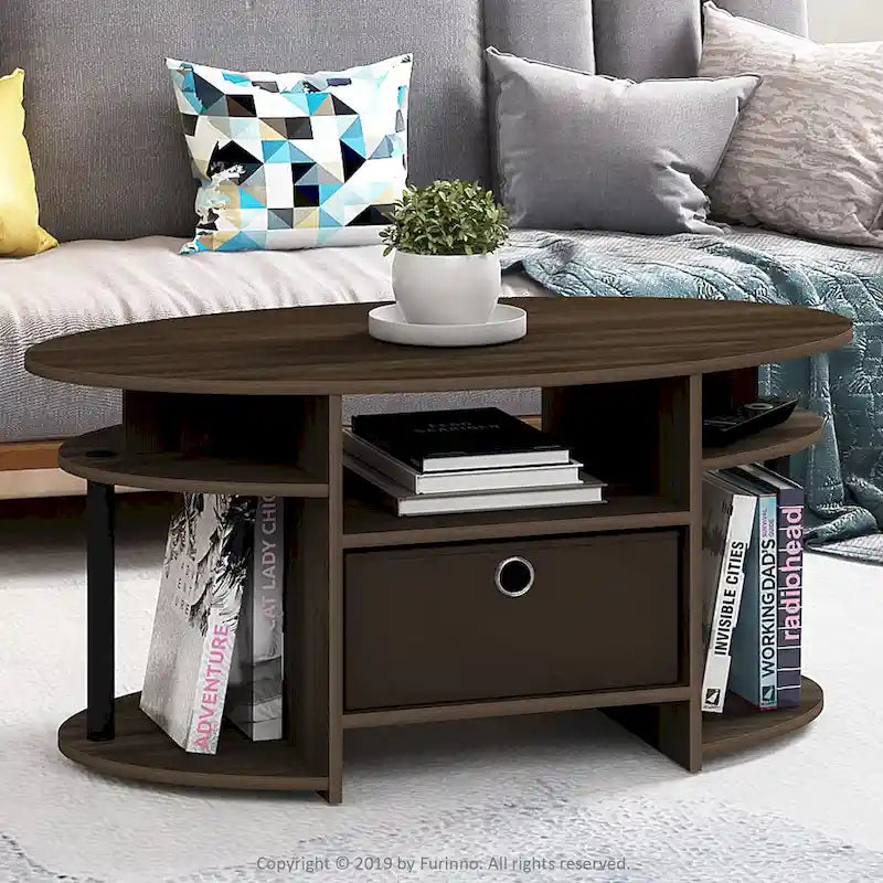 FURINNO JAYA Couchtisch im schlichten Design, oval