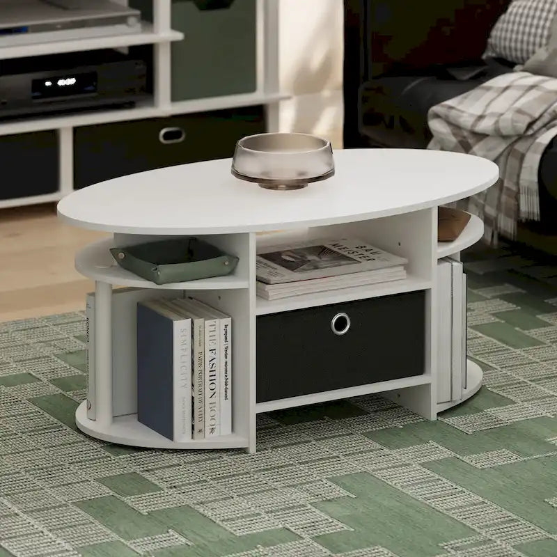 FURINNO JAYA Couchtisch im schlichten Design, oval
