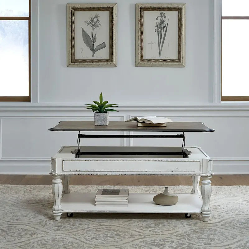 Magnolia Manor Antique White Lift Top Cocktail Table