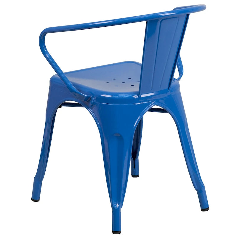 Indoor-Outdoor Metallstuhl mit Armlehnen - 21,5B x 19T x 27,75H