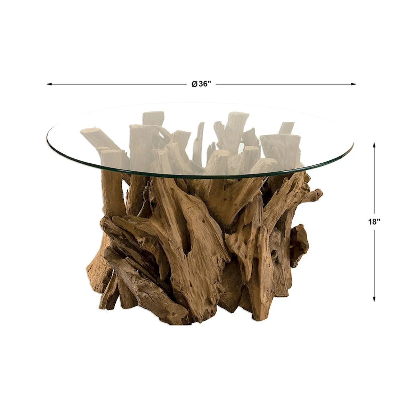 Uttermost Couchtisch aus Natur-Treibholz mit Glasplatte
