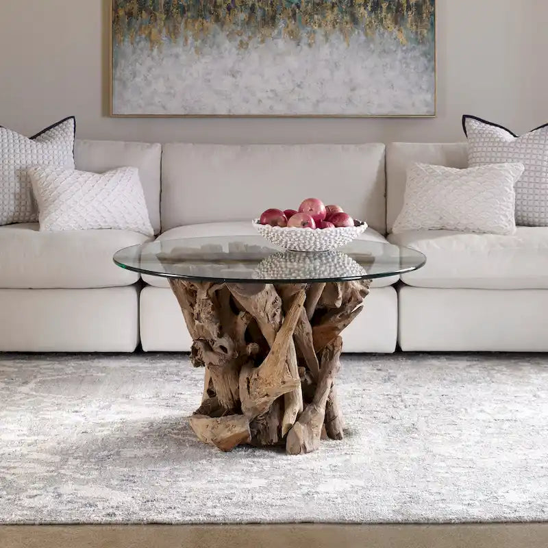 Uttermost Couchtisch aus Natur-Treibholz mit Glasplatte