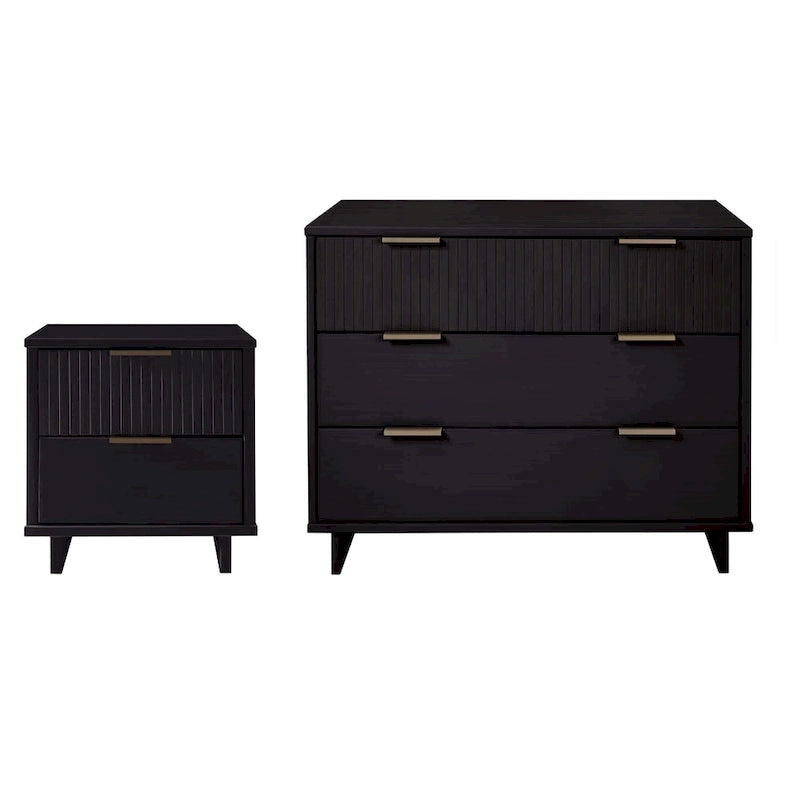 Manhattan Comfort 2-teiliges Granville Modern Massivholz Standard Kommoden- und Nachttischset