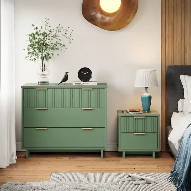 Manhattan Comfort 2-teiliges Granville Modern Massivholz Standard Kommoden- und Nachttischset