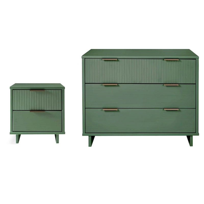 Manhattan Comfort 2-teiliges Granville Modern Massivholz Standard Kommoden- und Nachttischset