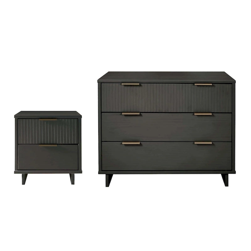 Manhattan Comfort 2-teiliges Granville Modern Massivholz Standard Kommoden- und Nachttischset