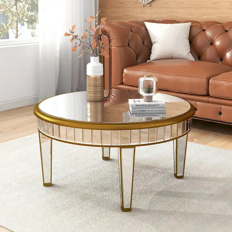 Runder Couchtisch mit Spiegelakzenten