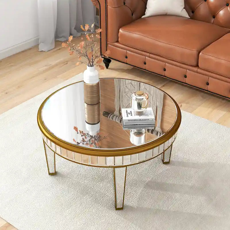 Runder Couchtisch mit Spiegelakzenten