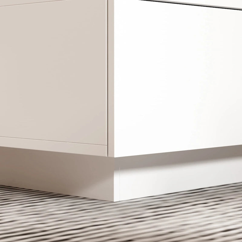 Aufbewahrungs-Meisterwerk Moderner Weißer Couchtisch mit Farbigem LED-Rand – 140 cm (B)