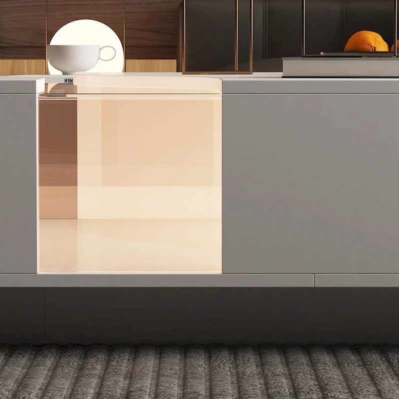 Aufbewahrungs-Meisterwerk Moderner Weißer Couchtisch mit Farbigem LED-Rand – 140 cm (B)
