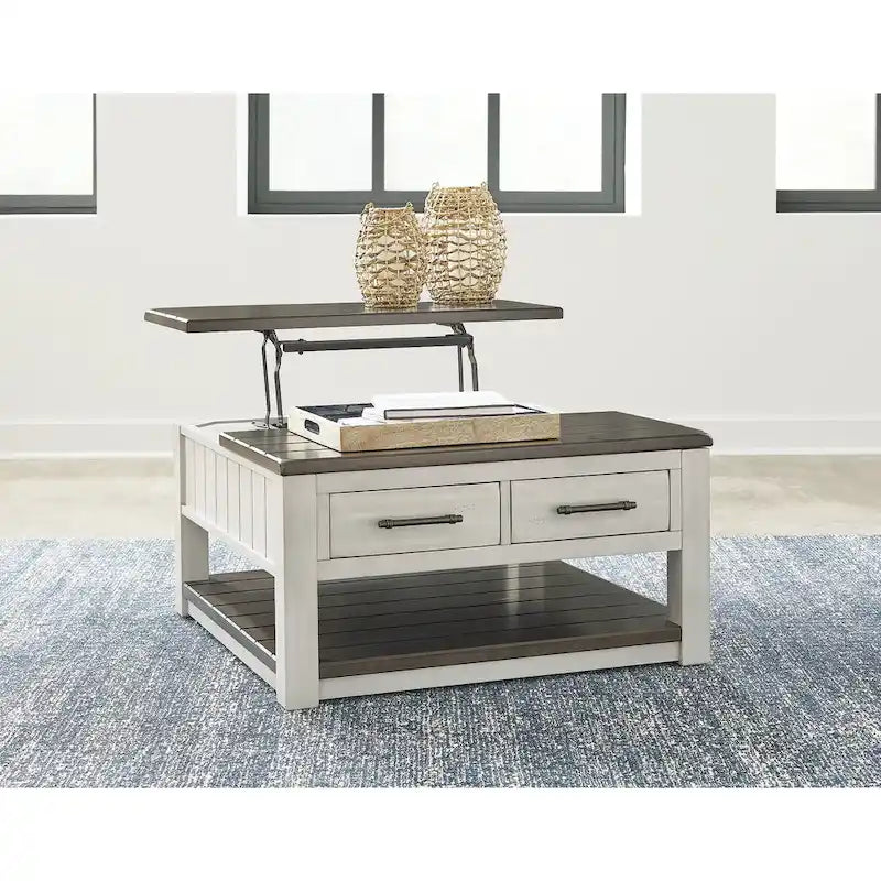 Signature Design by Ashley Darborn Grau/Braun Couchtisch mit Hebefunktion – 90,17 B x 90,17 T x 49,23 H cm