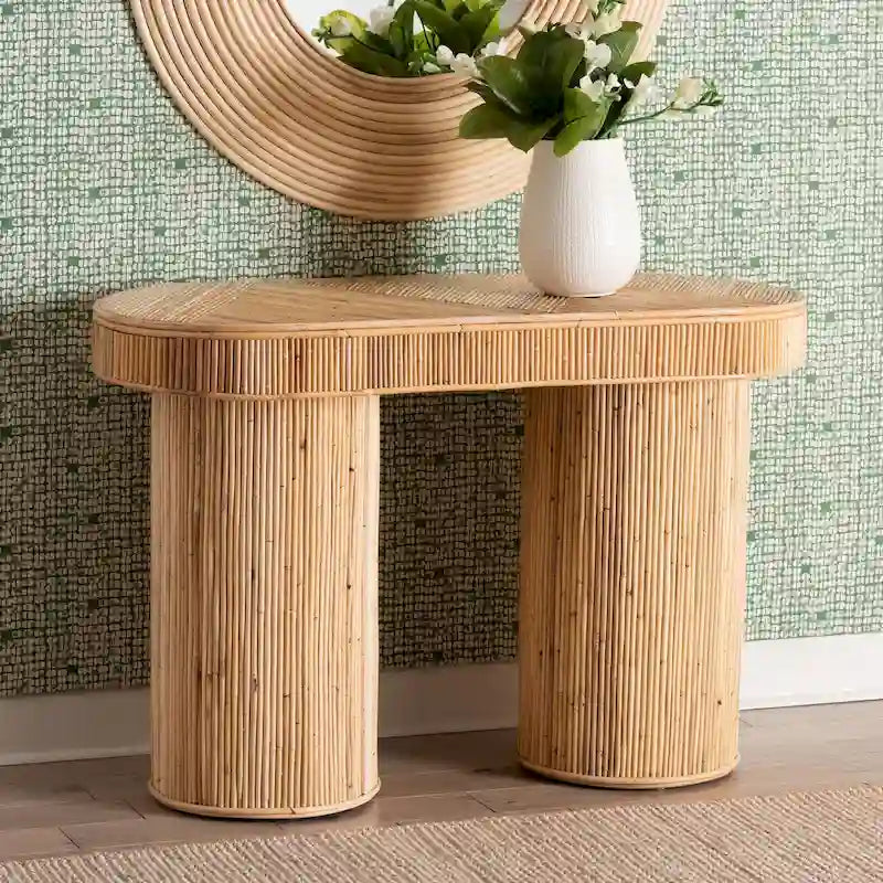 Iryna Modern Bohemian Konsole aus natürlichem Rattan