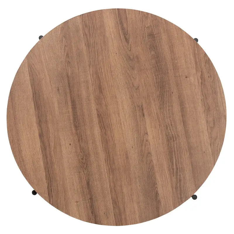 Umar Couchtisch aus Holz (Nussbaum Hellbraun Finish) und schwarzem Metall im Industriestil