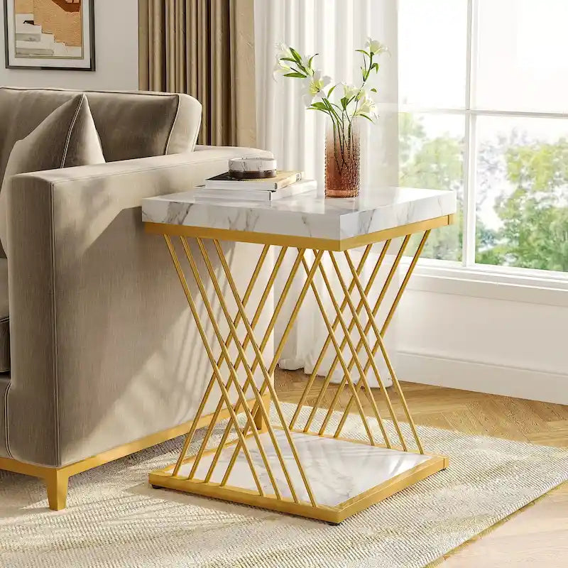 Quadratischer Beistelltisch, Nachttische im Mid-Century Modern Stil, Akzenttisch Wohnzimmer