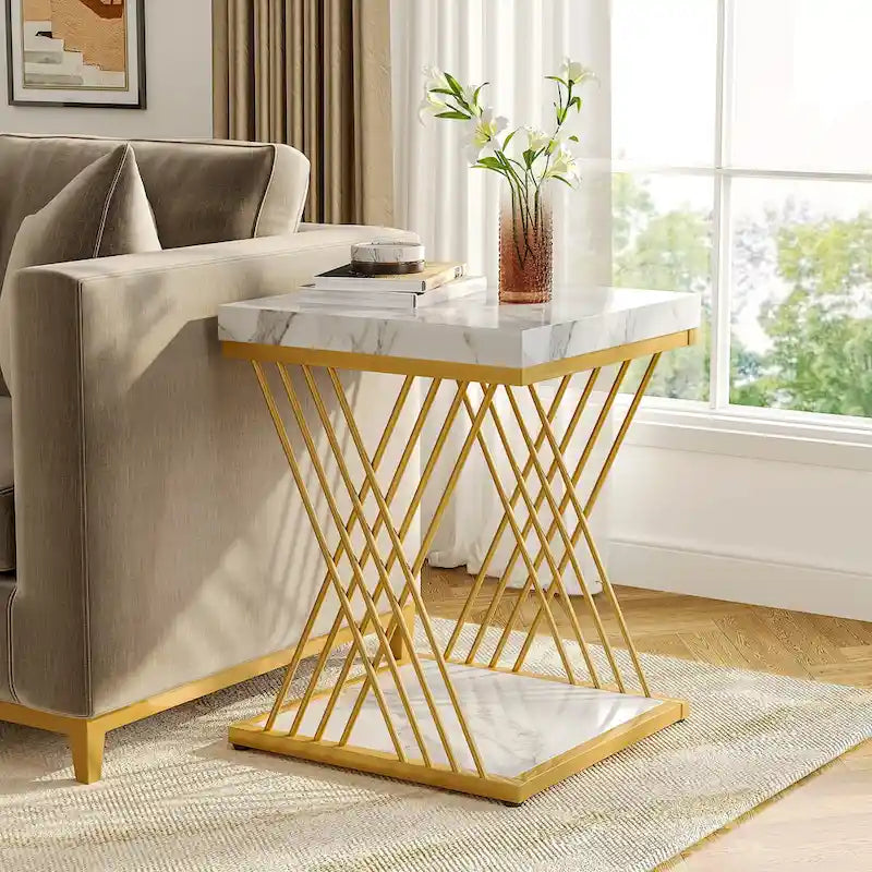 Quadratischer Beistelltisch, Nachttische im Mid-Century Modern Stil, Akzenttisch Wohnzimmer