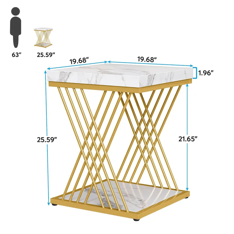Quadratischer Beistelltisch, Nachttische im Mid-Century Modern Stil, Akzenttisch Wohnzimmer