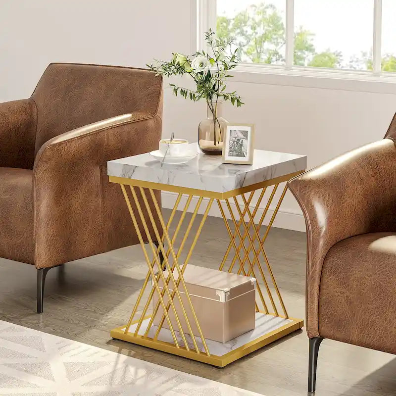 Quadratischer Beistelltisch, Nachttische im Mid-Century Modern Stil, Akzenttisch Wohnzimmer