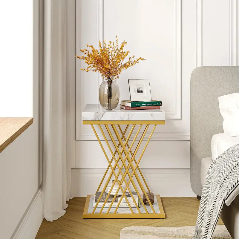 Quadratischer Beistelltisch, Nachttische im Mid-Century Modern Stil, Akzenttisch Wohnzimmer