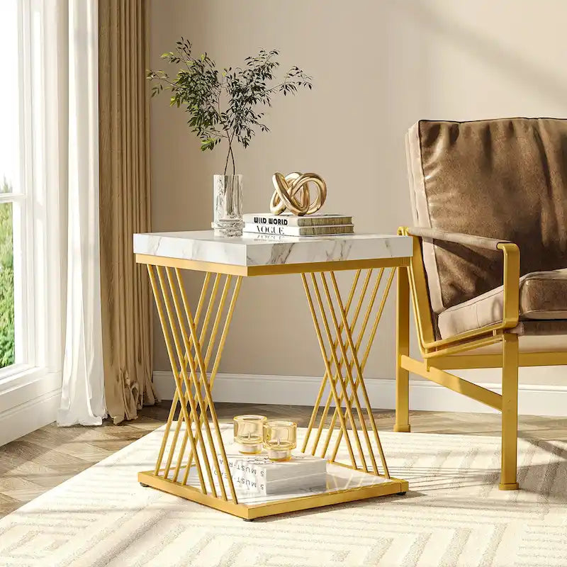 Quadratischer Beistelltisch, Nachttische im Mid-Century Modern Stil, Akzenttisch Wohnzimmer