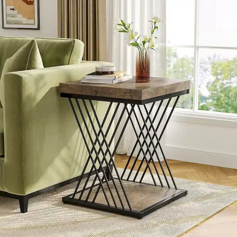 Quadratischer Beistelltisch, Nachttische im Mid-Century Modern Stil, Akzenttisch Wohnzimmer