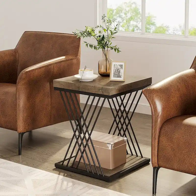 Quadratischer Beistelltisch, Nachttische im Mid-Century Modern Stil, Akzenttisch Wohnzimmer