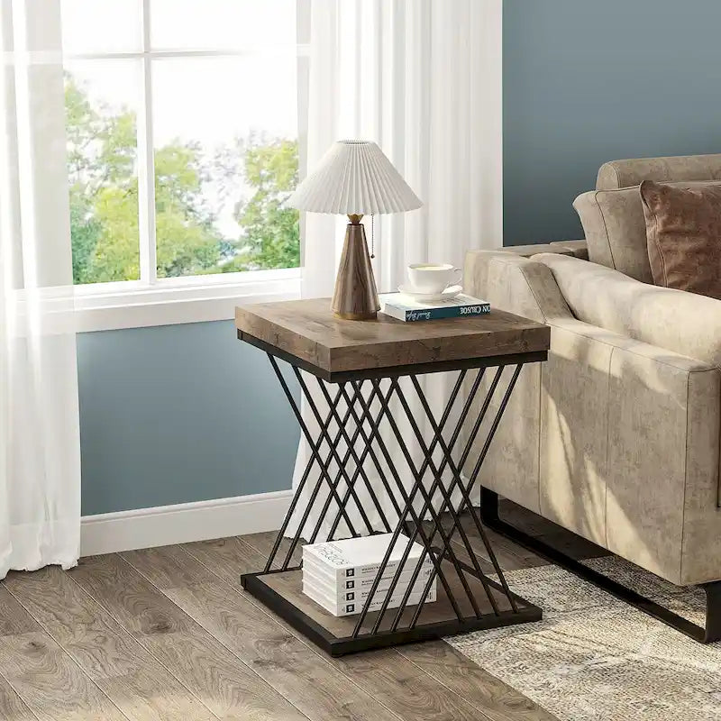 Quadratischer Beistelltisch, Nachttische im Mid-Century Modern Stil, Akzenttisch Wohnzimmer