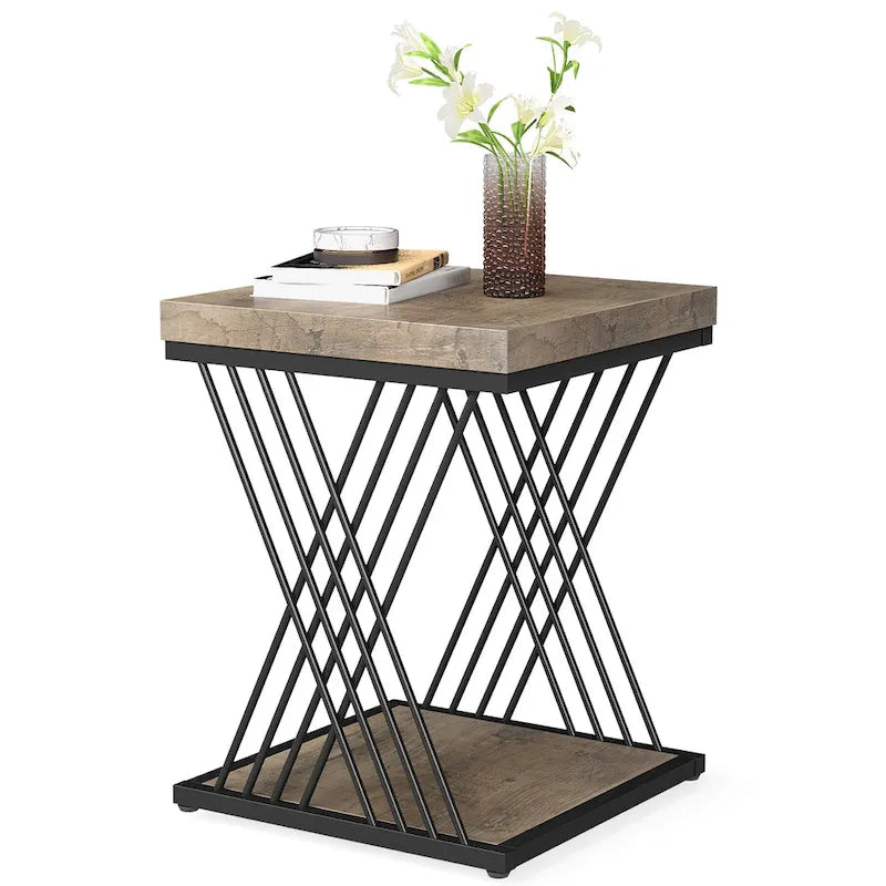 Quadratischer Beistelltisch, Nachttische im Mid-Century Modern Stil, Akzenttisch Wohnzimmer