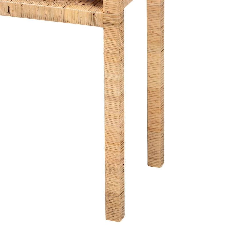 Kalimantan Bohemian Light Honey Konsolentisch aus Rattan und Akazienholz