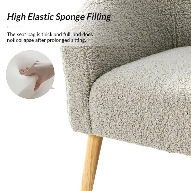Sheila Moderner 30 W Bouclé-Sessel mit Massivholzbeinen, 2er-Set von HULALA HOME
