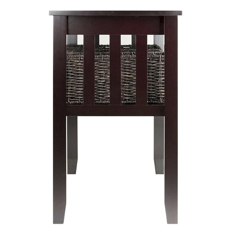 Espresso 2-stöckiger Konsolentisch für den Eingangsbereich mit 3 Aufbewahrungskörben – 40B x 18T x 30H