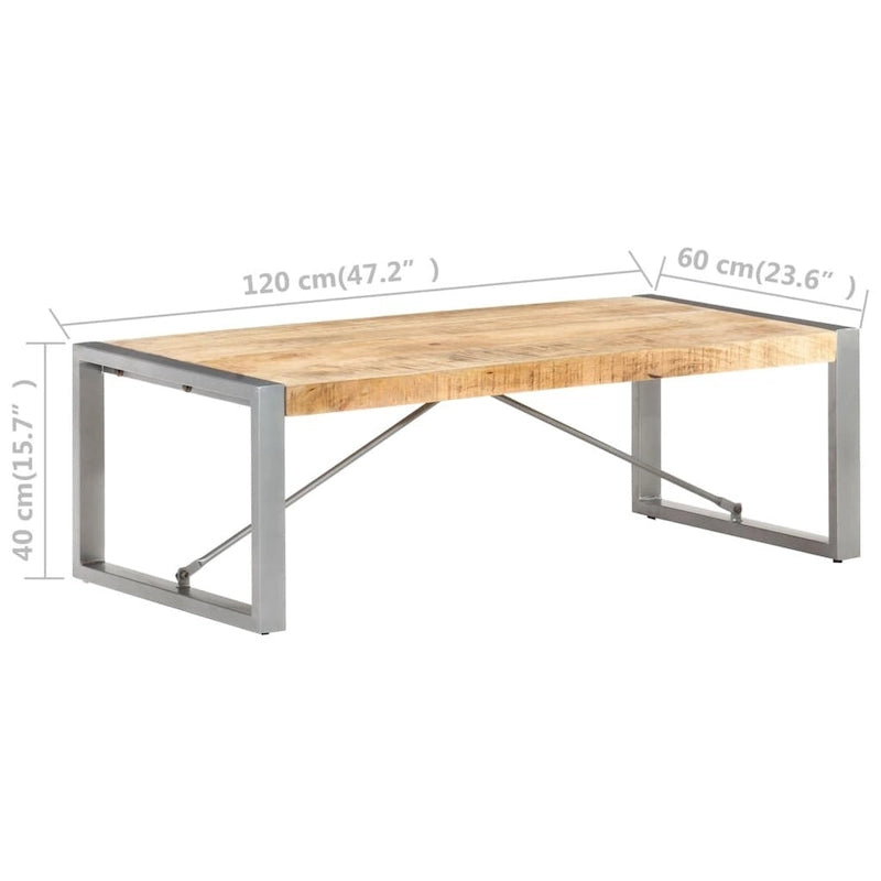vidaXL Couchtisch 120x60x40 cm Raues Mango-Massivholz