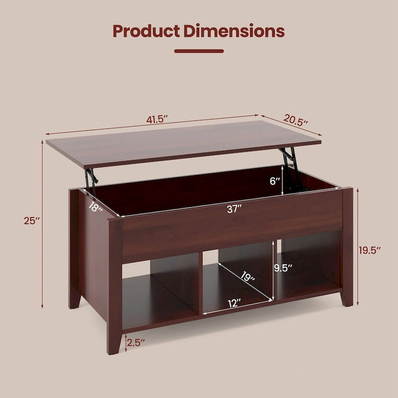 CCostway Coffee Table mit Hebefunktion und verstecktem Fach - Siehe Details