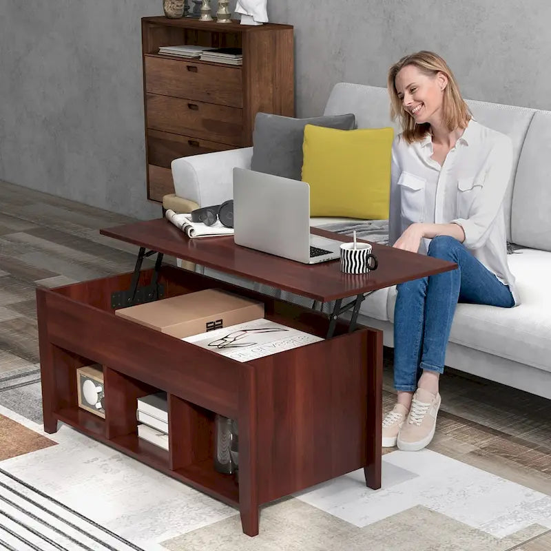 CCostway Coffee Table mit Hebefunktion und verstecktem Fach - Siehe Details