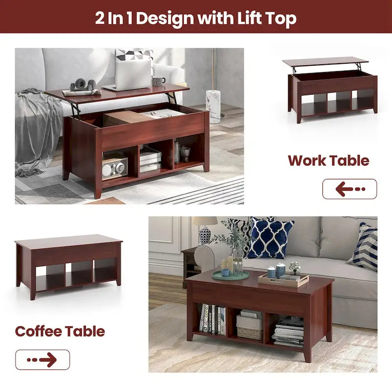 CCostway Coffee Table mit Hebefunktion und verstecktem Fach - Siehe Details